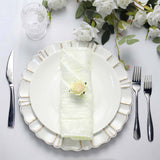 5 Pack | Ivory Accordion Crinkle Taffeta Dinner Napkins | 20x20Inch