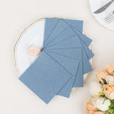 20 Pack Dusty Blue Soft Linen-Feel Airlaid Paper Cocktail Napkins, Highly Absorbent Disposable