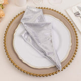 5 Pack Silver Shimmer Sequin Dots Polyester Table Napkins, Reusable Sparkle Glitter Cloth Dinner