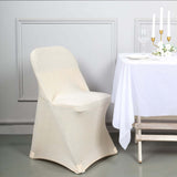 Beige Spandex Stretch Fitted Folding Slip On Chair Cover - 160 GSM