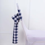 Gingham Chair Sashes | 5 PCS | Navy/White | Buffalo Plaid Checkered Polyester Chair Sashes