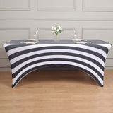 6ft Black / White Spandex Stretch Fitted Rectangular Tablecloth