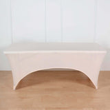 Blush Stretch Spandex Rectangle Tablecloth 6ft Wrinkle Free Fitted Table Cover