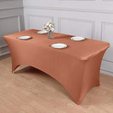 6ft Terracotta (Rust) Spandex Stretch Fitted Rectangular Tablecloth