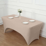 Nude Stretch Spandex Rectangle Tablecloth 8ft Wrinkle Free Fitted Table Cover