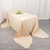 90x156inch Beige Seamless Premium Polyester Rectangular Tablecloth - 220GSM