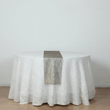 5 Pack Black Mesh Organza Table Runners with Gold Foil Water Wave Pattern