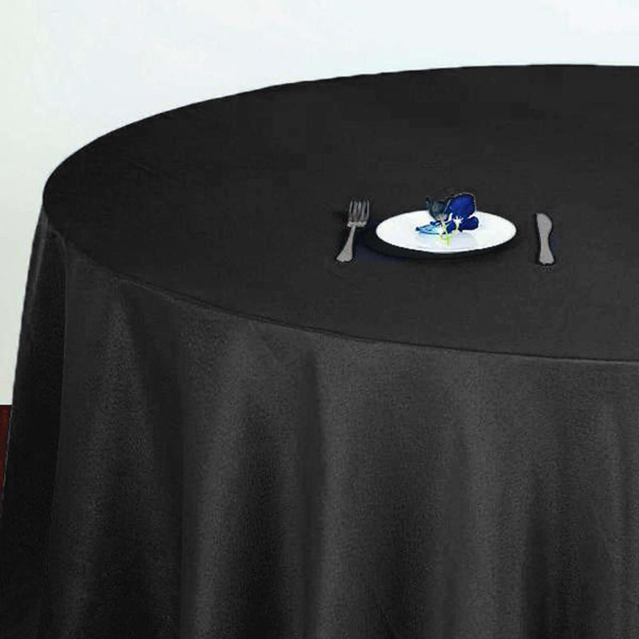Polyester 120" Round Tablecloth Black - Seamless Wrinkle-Resistant Design for Weddings