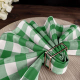 5 Pack | Green/White Buffalo Plaid Cloth Dinner Napkins, Gingham Style | 15x15Inch