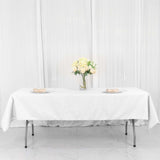 54"x96" White Polyester Linen Rectangle Tablecloth