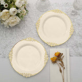 10 Pack | 8inch Round Plastic Dessert Salad Plates In Vintage Ivory