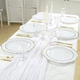 10 Pack White Economy Plastic Charger Plates With Gold Scalloped Rim