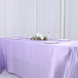 90inch x 132inch Lavender Lilac Satin Seamless Rectangular Tablecloth