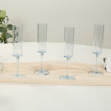 6 Pack 6oz Transparent Dusty Blue Sleek Reusable Plastic Wine Mimosa Glass Goblet