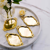 12 Pack | Gold Oval Baroque Mini Party Favor Candy Tray Treat Gift Display Serving Plate - 4.5Inch