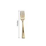 24 Pack | Gold Mini 4inch Heavy Duty Plastic Dessert Forks, Appetizer Forks