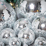 4 Pack | 8inches Silver Foam Disco Mirror Ball With Hanging Ring, Holiday Party Decor