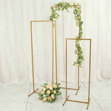 Set of 4 | Gold Metal Frame Wedding Arch, Rectangular Backdrop Stand, Floral Display Frame