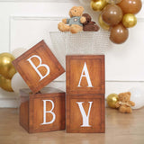 4 Pack | Wood Grain Brown Boho Design DIY Prop Balloon Boxes