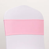 5 Pack Pink Spandex Chair Sashes with Gold Diamond Buckles, Elegant Stretch Chair Bands and Slide