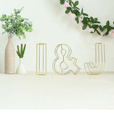 8" Tall | Gold Wedding Centerpiece | Freestanding 3D Decorative Wire Letter | I