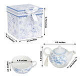 White Blue Chinoiserie Bridal Shower Gift Set, Porcelain Teapot and Cup Set with Matching Gift Box