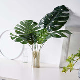 6 Stems | Assorted Green Artificial Silk Tropical Monstera Leaf Plants