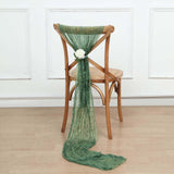 5 Pack | Olive Green Gauze Cheesecloth Boho Chair Sashes - 16inch x 88inch