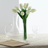 10 Stems | 13inch White Real Touch Artificial Foam Tulip Flower Bouquets