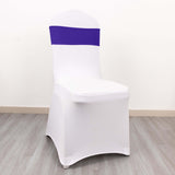 5 Pack Purple Spandex Chair Sashes with Gold Diamond Buckles, Elegant Stretch Chair Bands and Slide