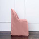 Dusty Rose Polyester Folding Chair Cover, Reusable Stain Resistant Slip On Chair Cover