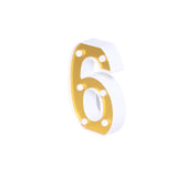 6" Gold 3D Marquee Numbers | Warm White 6 LED Light Up Numbers | 6