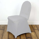 Silver Spandex Stretch Fitted Banquet Slip On Chair Cover 160 GSM