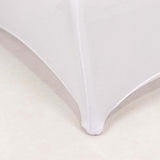 White Spandex Folding Chair Covers with Silver Rhinestone Buckled Sash Band