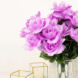 12 Bushes | Lavender Lilac Artificial Premium Silk Blossomed Rose Flowers | 84 Roses