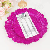 6 Pack 13inch Fuchsia Round Reef Acrylic Plastic Charger Plates, Dinner Charger Plates