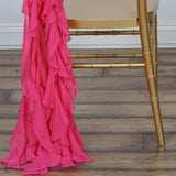 Fuchsia Chiffon Curly Chair Sash#whtbkgd