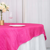 72inch x 72inch Fuchsia Accordion Crinkle Taffeta Table Overlay