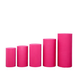 Set of 5 Fuchsia Cylinder Stretch Fitted Pedestal Pillar Prop Covers