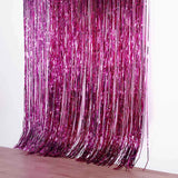 8ft Fuchsia Metallic Tinsel Foil Fringe Doorway Curtain Party Backdrop
