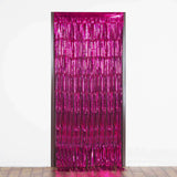 8ft Fuchsia Metallic Tinsel Foil Fringe Doorway Curtain Party Backdrop
