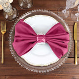 5 Pack Fuchsia Cloth Napkins with Hemmed Edges, Reusable Polyester Dinner Linen Napkins - 20"x20"