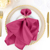 5 Pack Fuchsia Cloth Napkins with Hemmed Edges, Reusable Polyester Dinner Linen Napkins - 20"x20"