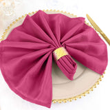 5 Pack Fuchsia Cloth Napkins with Hemmed Edges, Reusable Polyester Dinner Linen Napkins - 20"x20"