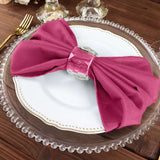 5 Pack Fuchsia Cloth Napkins with Hemmed Edges, Reusable Polyester Dinner Linen Napkins - 20"x20"