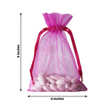 10 Pack | 6x9inches Fuchsia Organza Drawstring Wedding Party Favor Bags