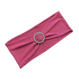 5 pack | 5"x14" Fuchsia Spandex Stretch Chair Sash with Silver Diamond Ring Slide Buckle