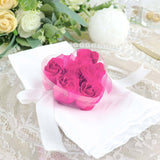 4 Pack | 24 Pcs Fuchsia Scented Rose Soap Heart Shaped Party Favors With Gift Boxes And Ribbon