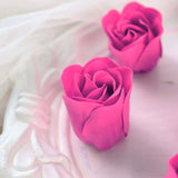 4 Pack | 24 Pcs Fuchsia Scented Rose Soap Heart Shaped Party Favors With Gift Boxes And Ribbon