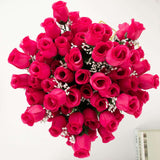 12 Bushes | Fuchsia Artificial Premium Silk Flower Rose Bud Bouquets